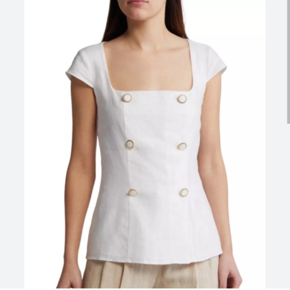 Reformation Meela Linen Top In White